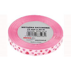 Wstążka satynowa Brewis Różowa, 12mm x 22m
